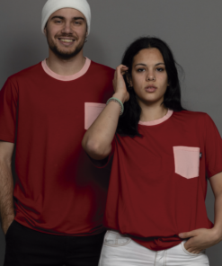 REMERA ROJO BOLSILLO ROSA