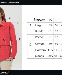 Tabla de talles Camisa Corderoy Lady Red