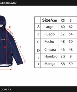 Tabla de talles Campera Alerce Lady Azul