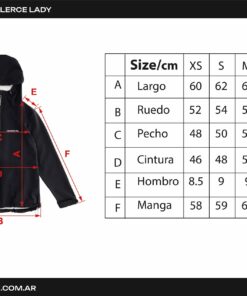 Tabla de talles Campera Alerce Lady Negra