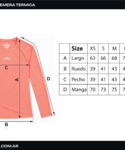 Tabla de talles Térmico Lady Coral